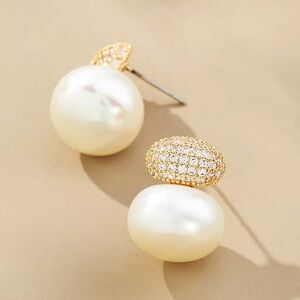 Crystal-Topped Pearl Earrings